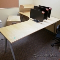 Blonde IKEA Galant Modular L Suite Desk w/ A Frame Legs